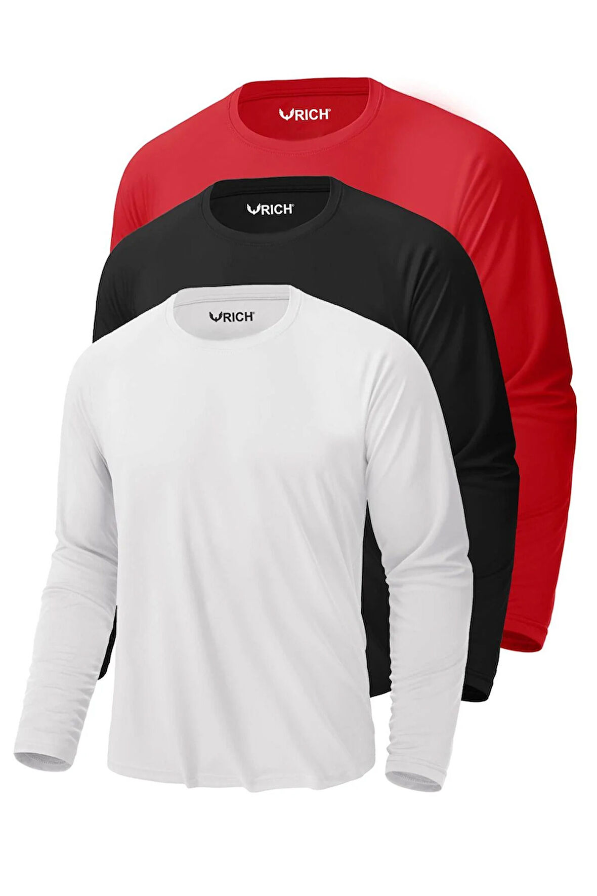 Erkek 3'lü Paket Basic Uzun Kollu Tişört Sporcu Body T-shirt