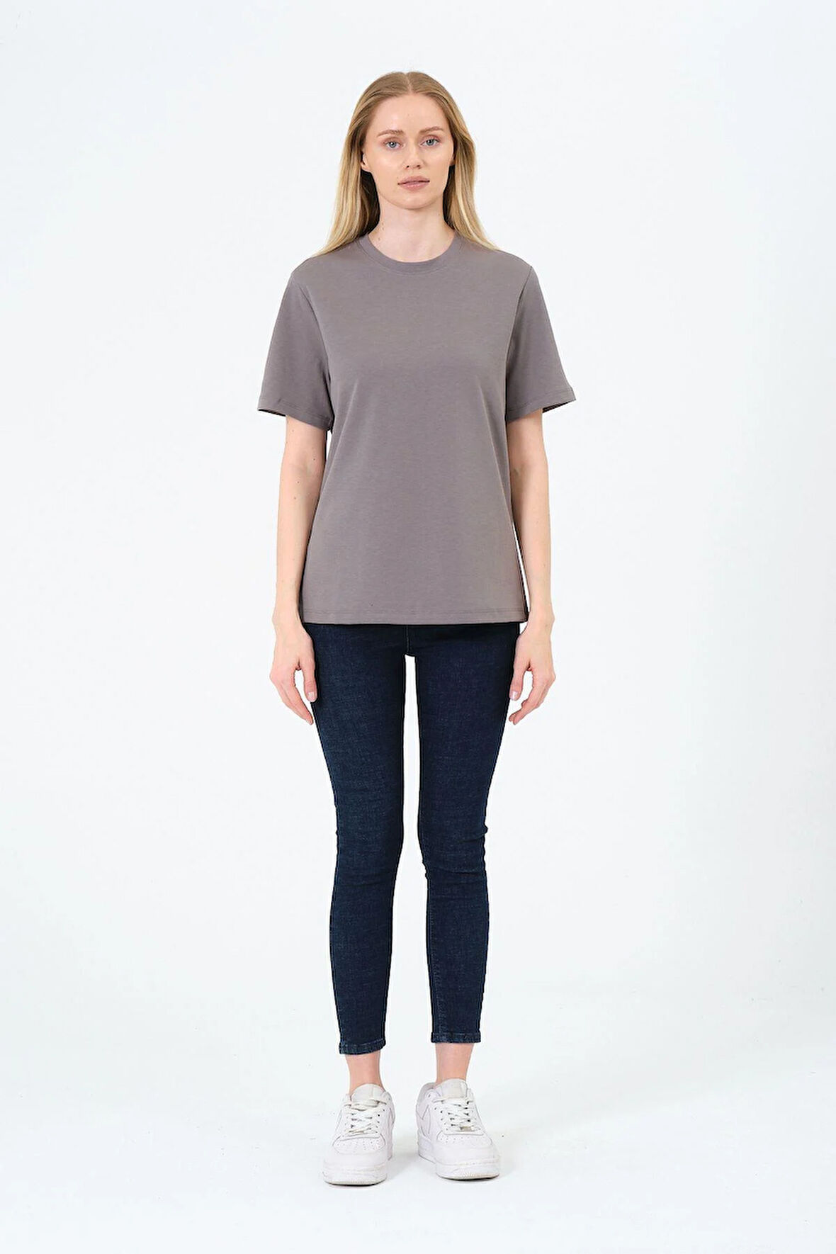 Kadın Bisiklet Yaka Kısa Kollu  Basic T-Shirt - İnterlok Kumaş