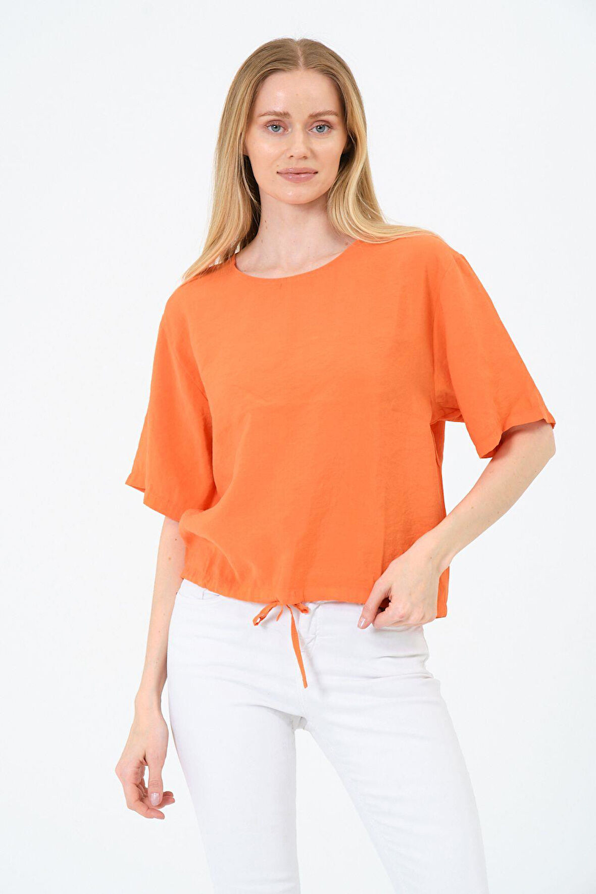 Bisiklet Yaka Oversize Kadın Bluz