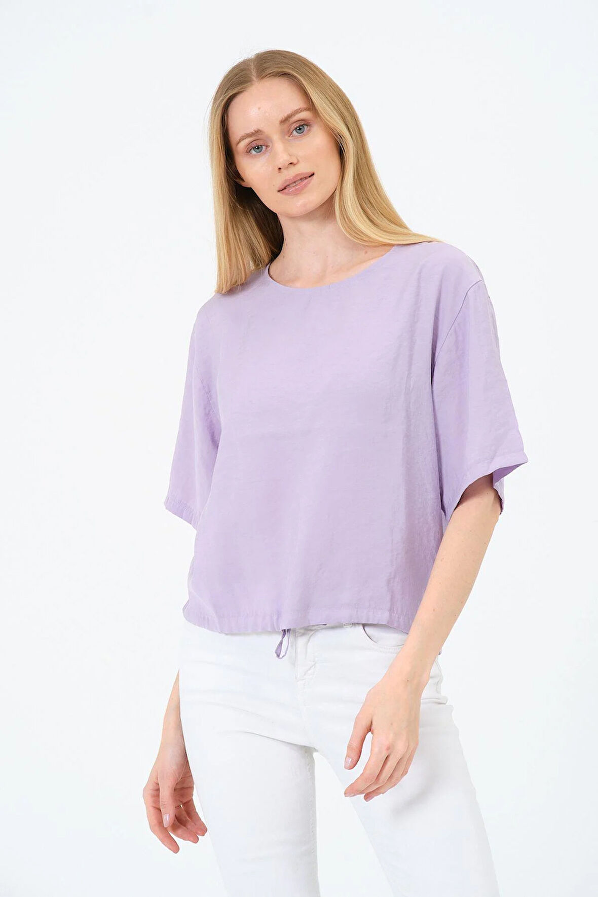 Bisiklet Yaka Oversize Kadın Bluz
