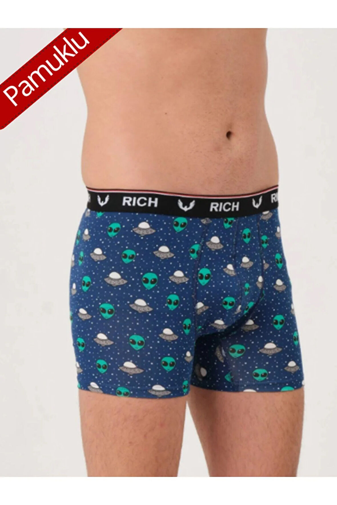 Erkek Kutulu Pamuklu Esnek Kumaş Likralı Boxer