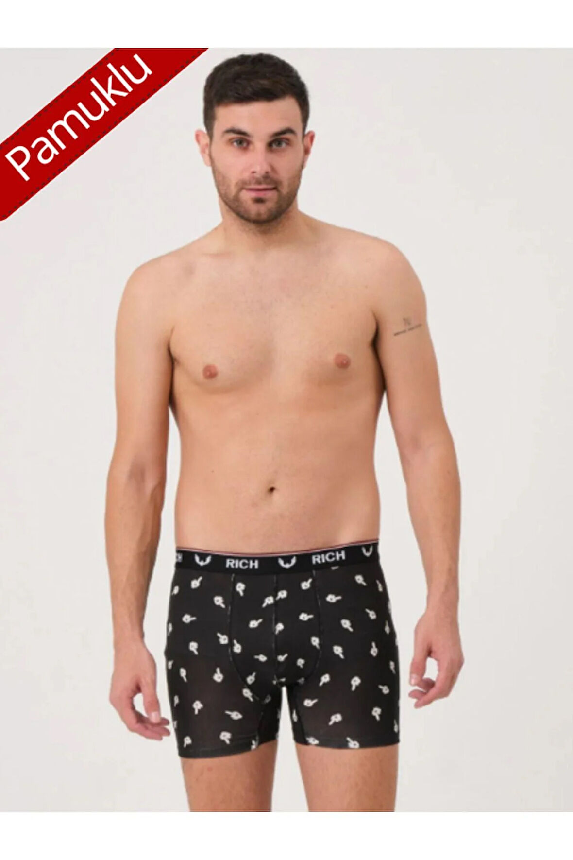 Erkek Kutulu Pamuklu Esnek Kumaş Likralı Boxer