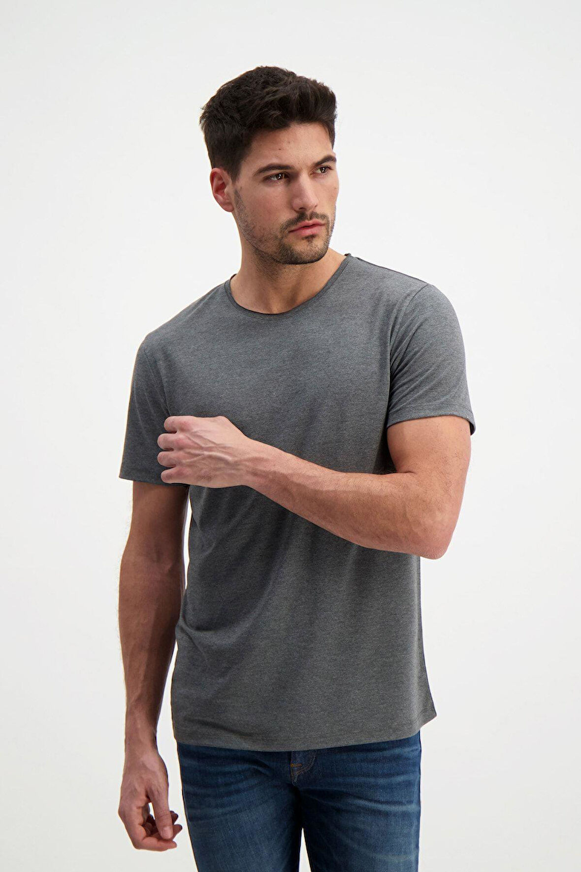 Gri Erkek Basic T-shirt