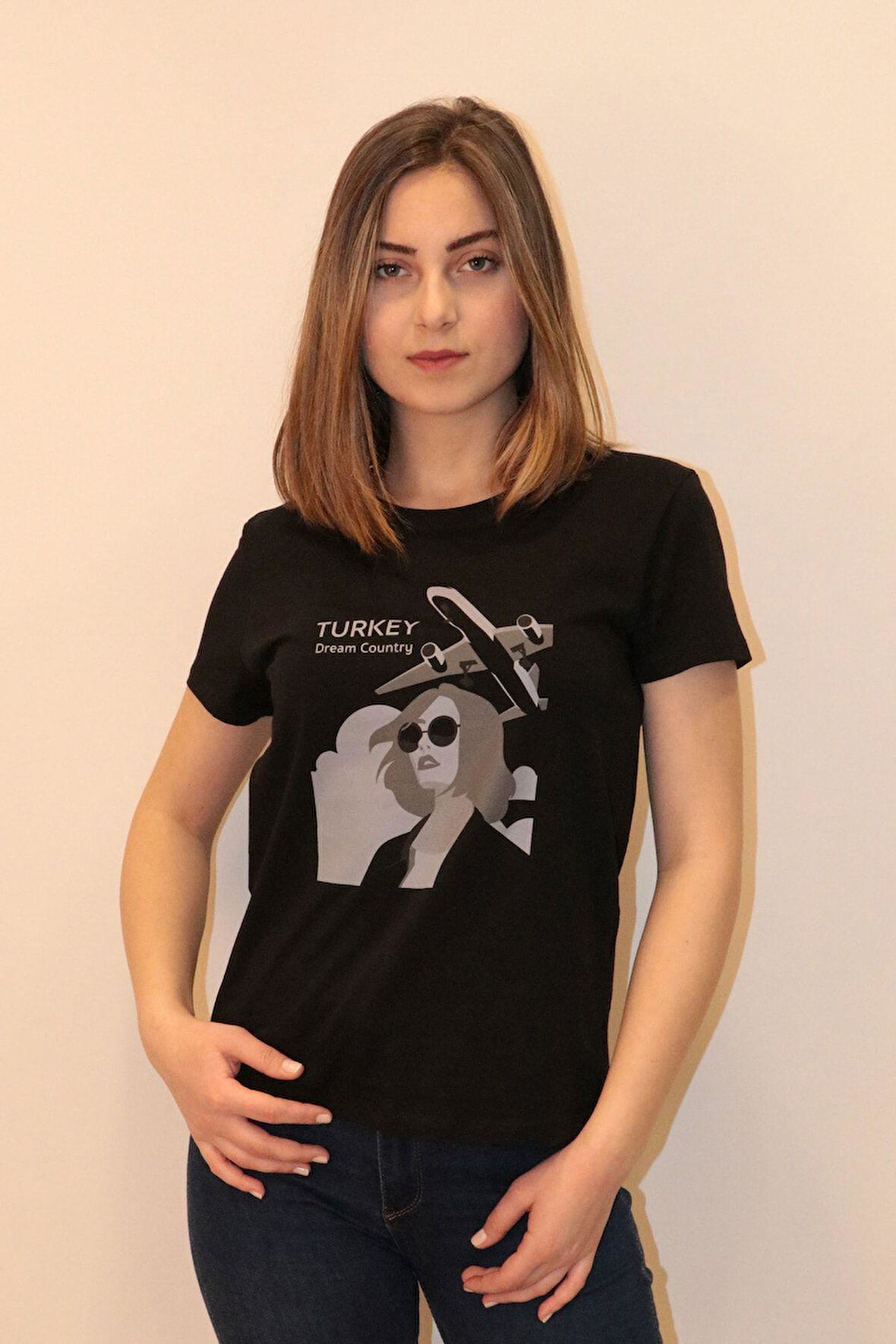 Rich Kadın Bisiklet Yaka T-shirt %100 Pamuk Tişört