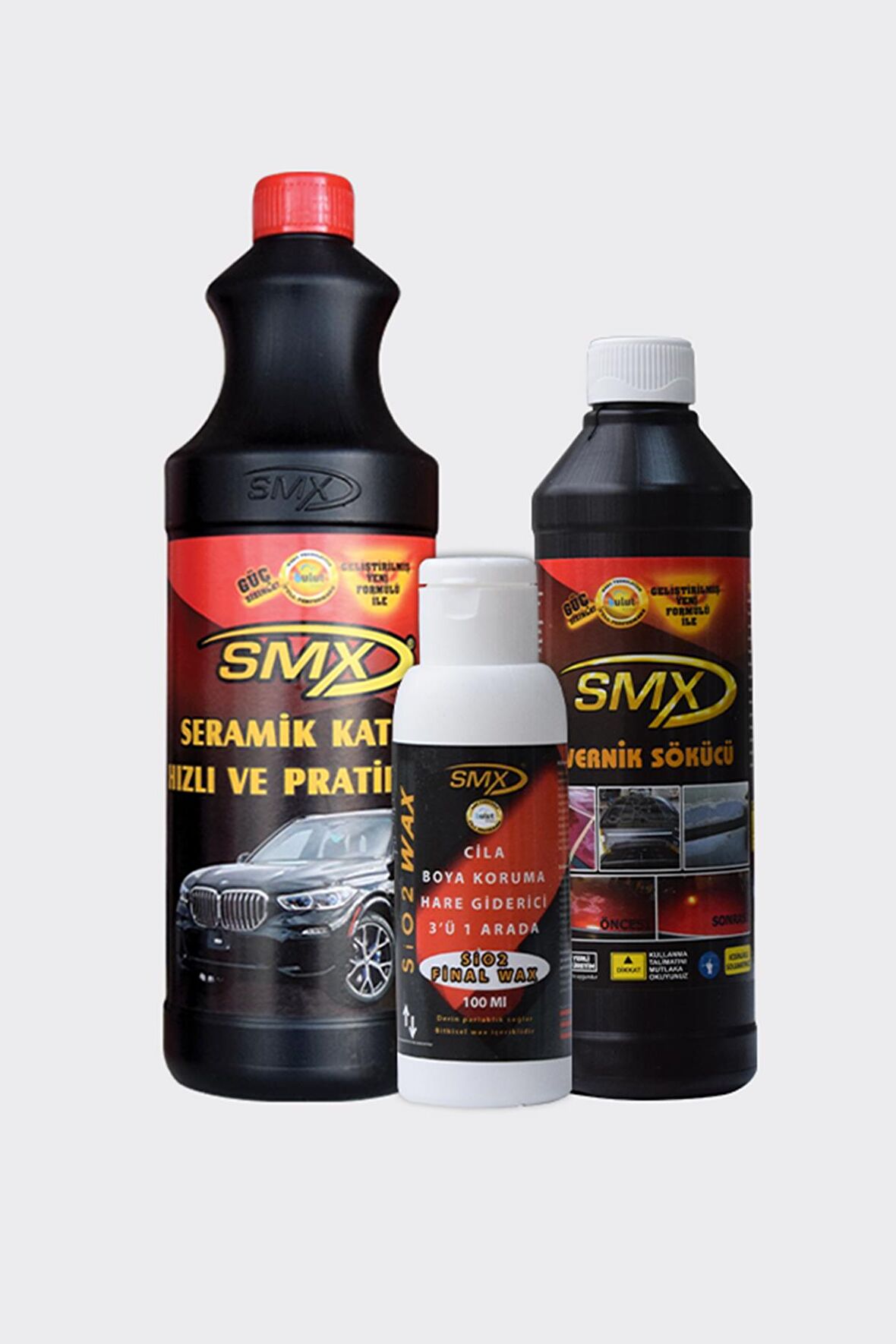 SMX Seramik Cila / Hızlı Cila / Pratik Cila (1 LT) / Cila / Boya Koruma / Hare Giderici / 3'Ü 1 Arada (100ml) / Vernik Sökücü (500ml)