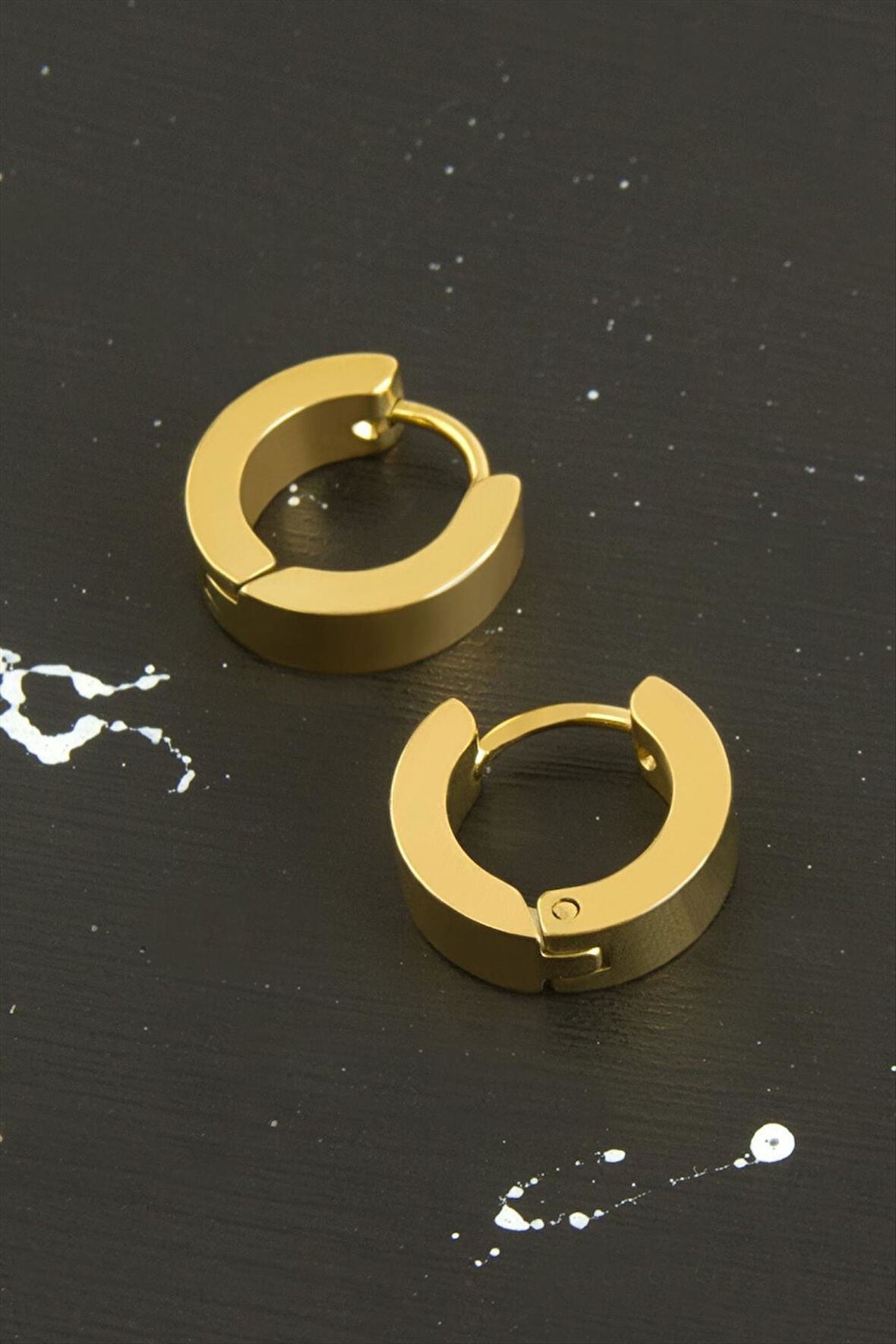 Sarı Renkli Erkek Çelik Küpe 1,5 cm