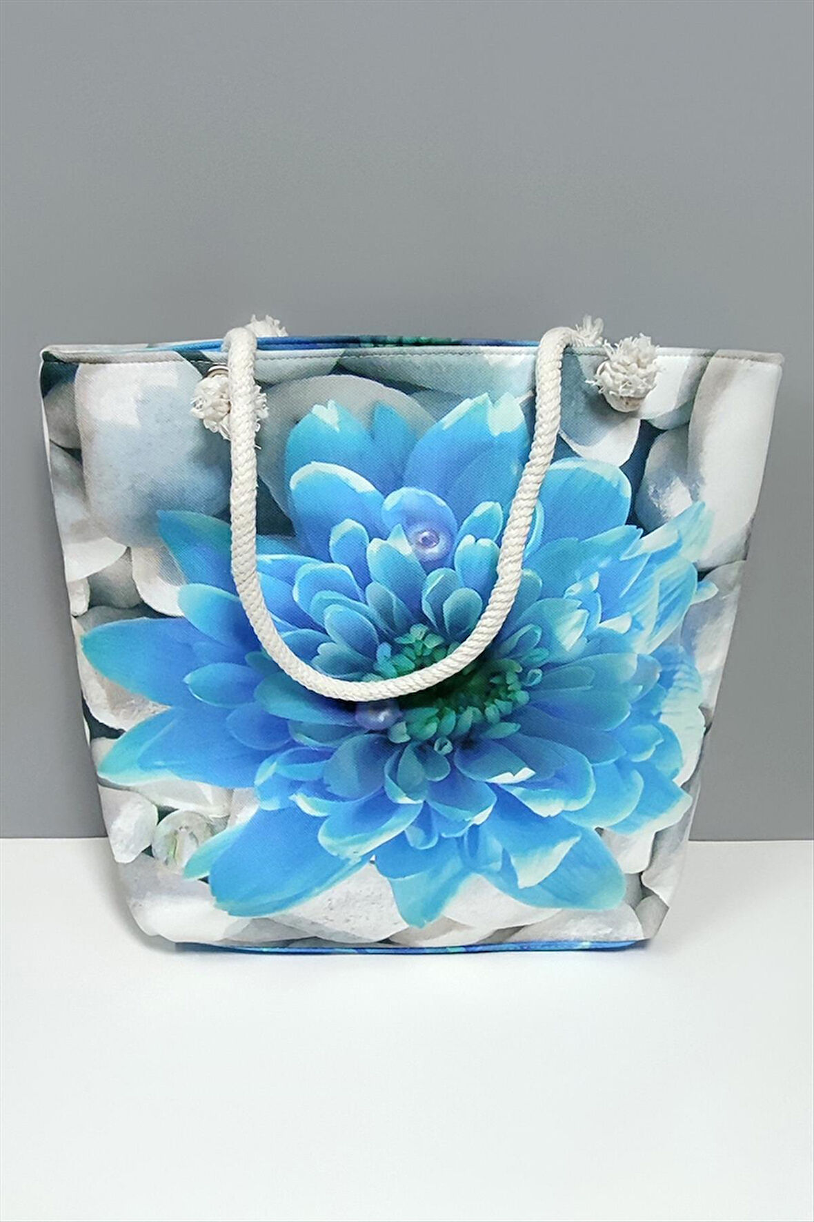 Çiçek Desenli Plaj Çantası