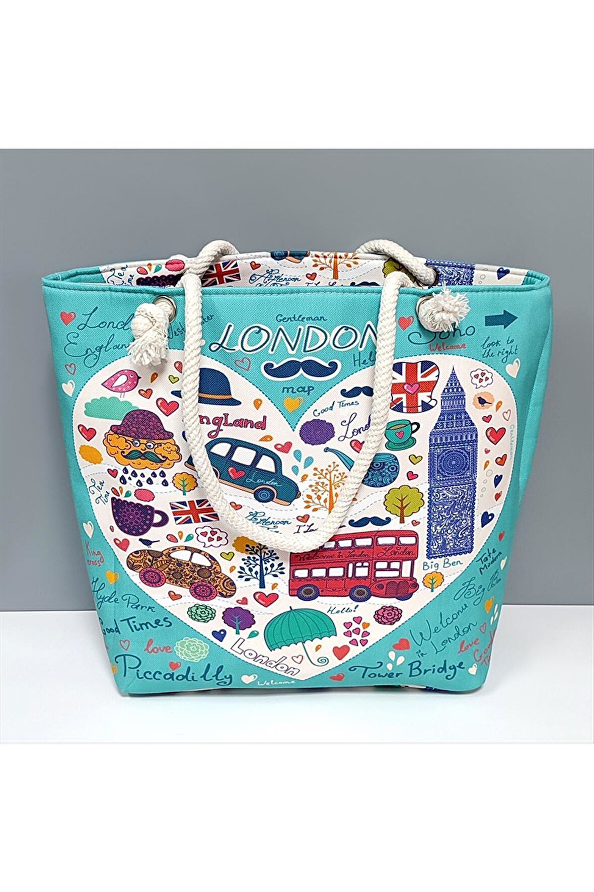 Kalp Desenli Plaj Çantası