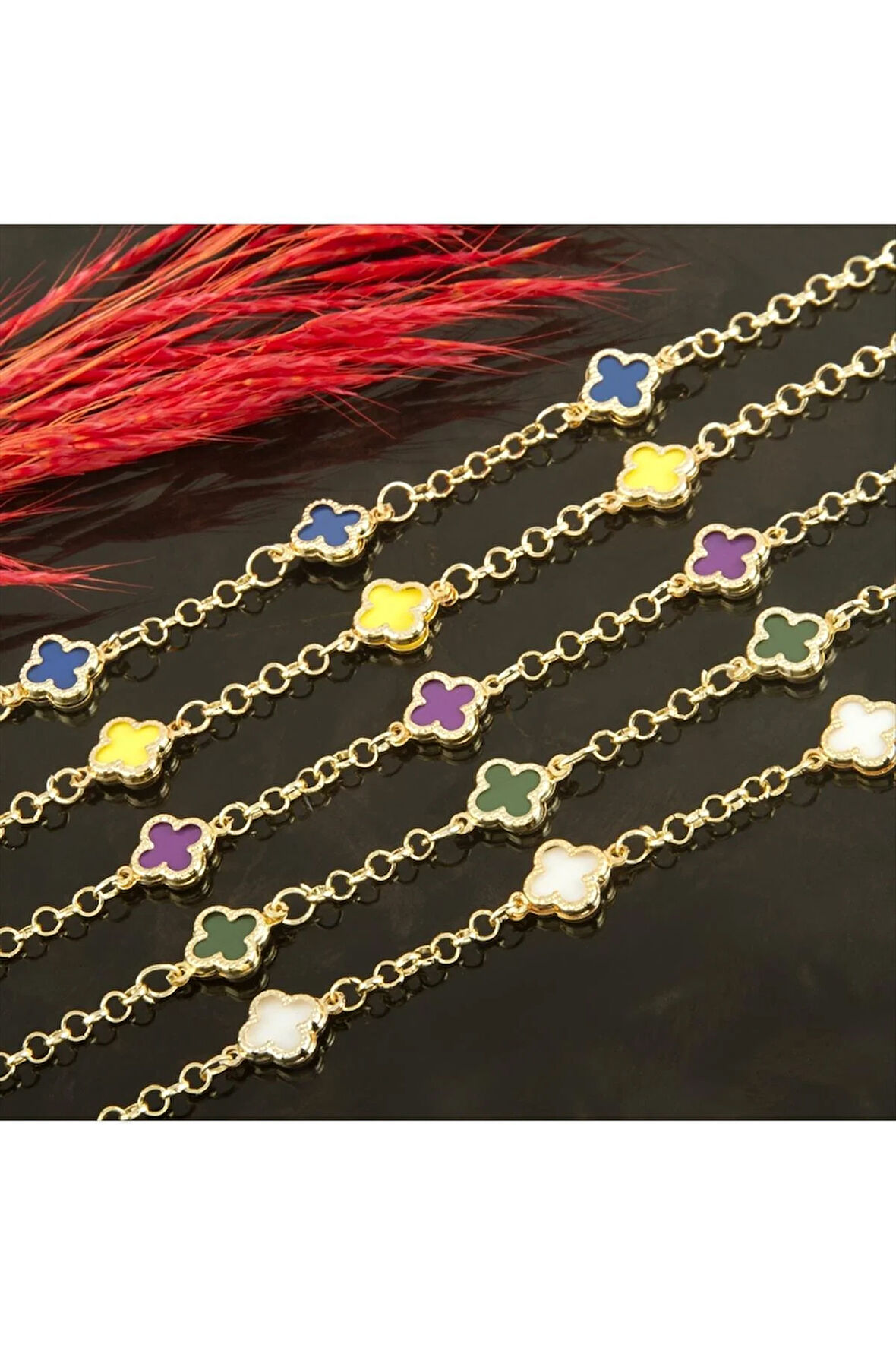 Çiçek Mineli Yeni Sezon Zincir Bileklik