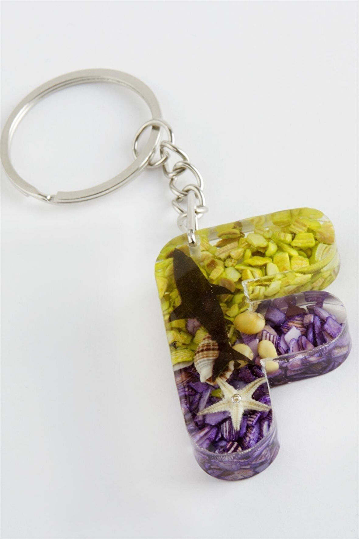 F Harfli Epoksi Anahtarlık