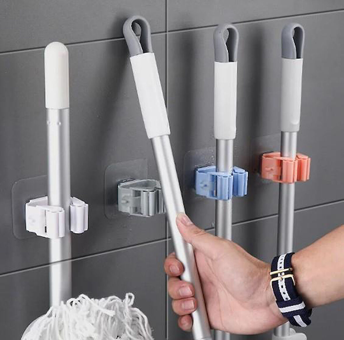 Yapışkanlı Mop Tutucu Seti 4 Adet