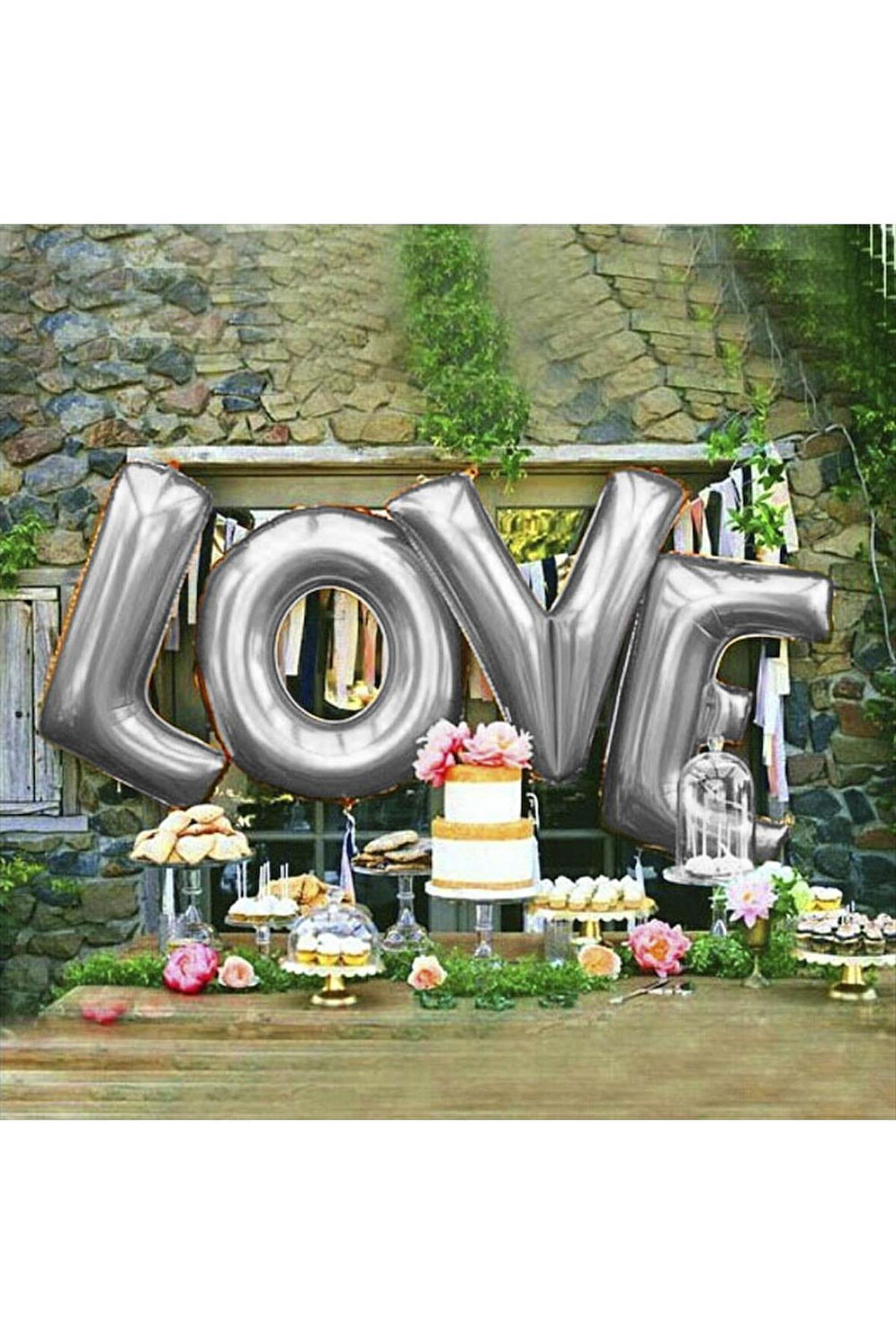 Gümüş Renkli 16*36 Harfli Folyo Balon