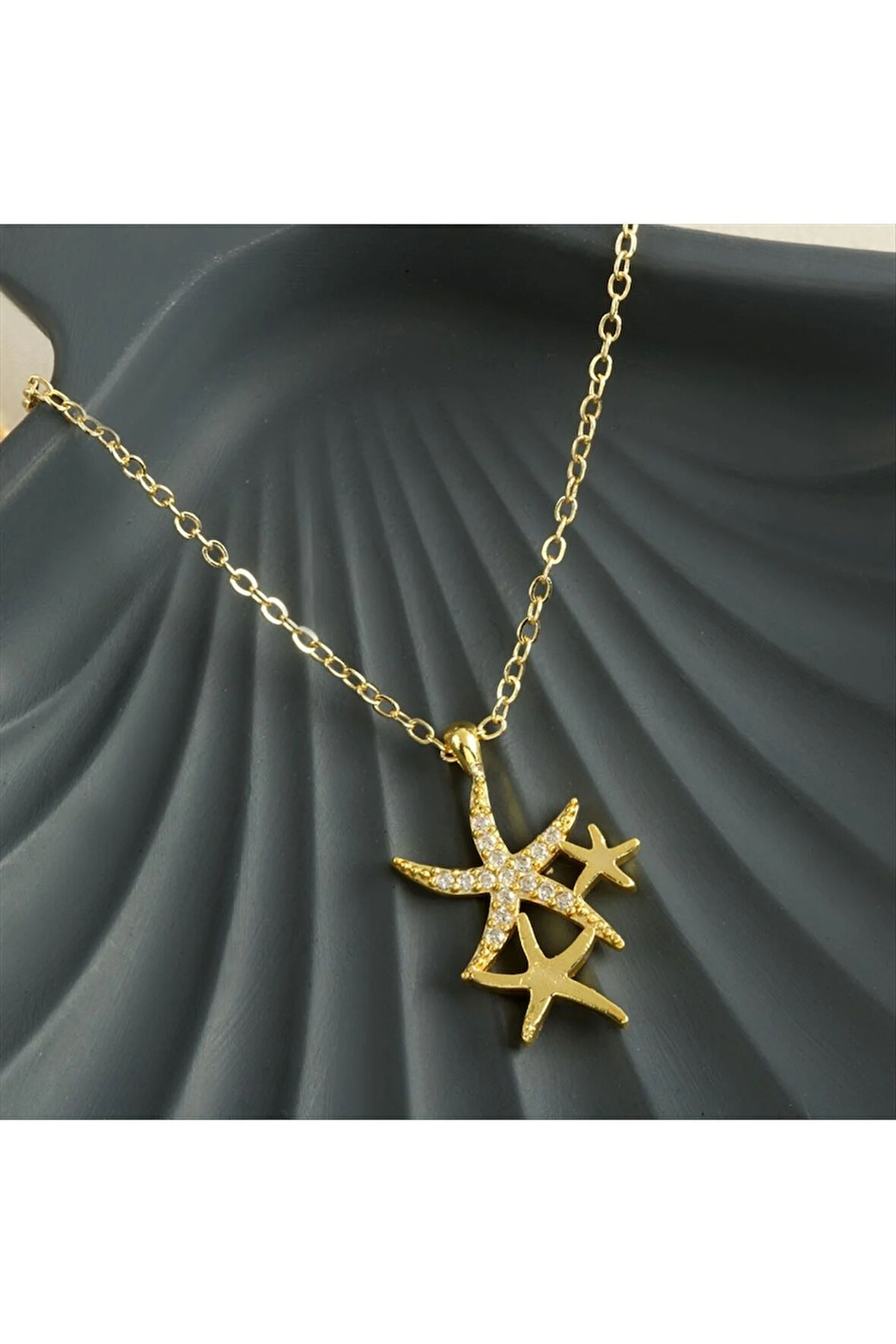 Deniz Yıldızı Zirkon Taşlı Trend Kolye