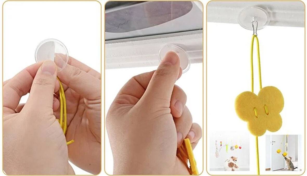 Elastik Yapışkanlı Kedi Oyun Oltası