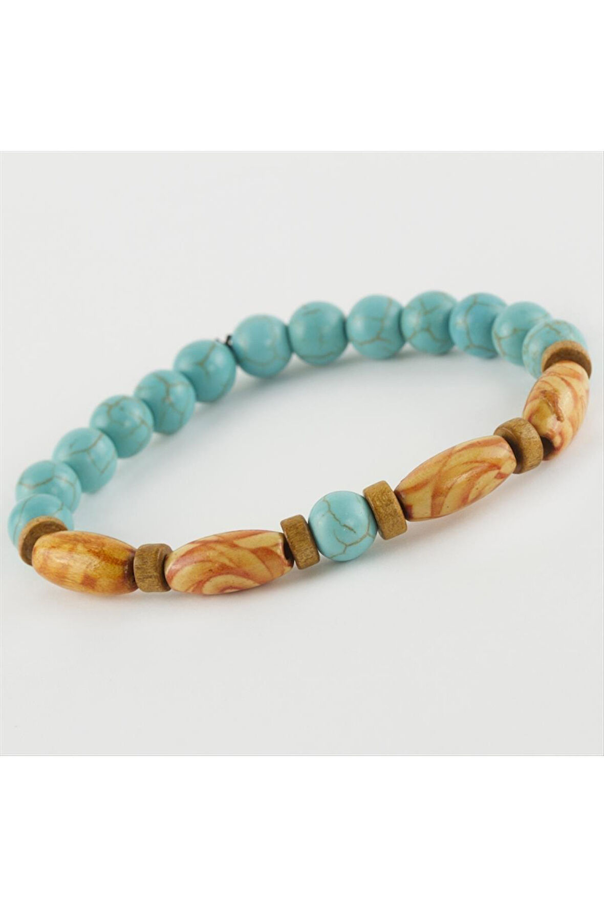 Turkuaz Ahşap Trend Yeni Sezon Doğaltaşlı Bileklik