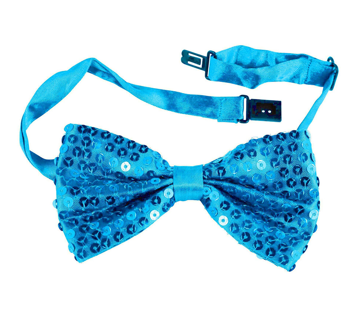 Açık Mavi Turkuaz Payetli Pullu Papyon