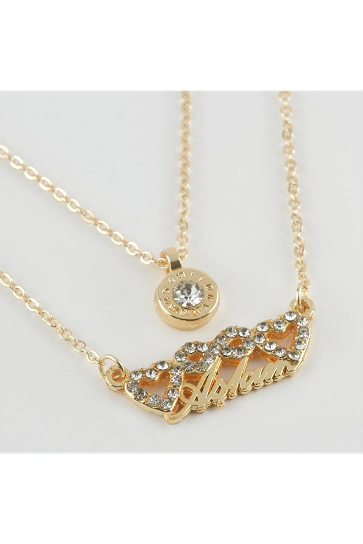 Aşkım Yazılı Kalp Figürlü Yeni Sezon İkili Kolye