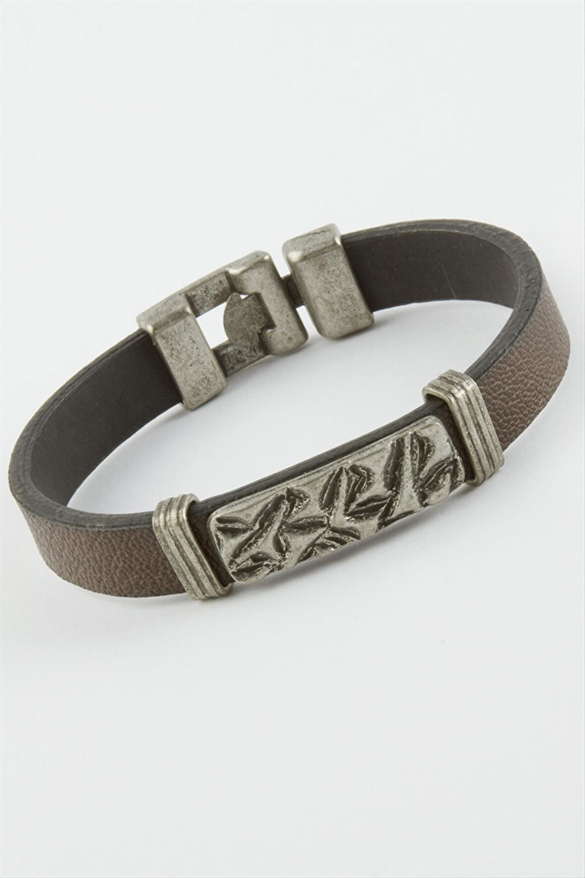 Zikzak Desenli Suni Deri Bileklik