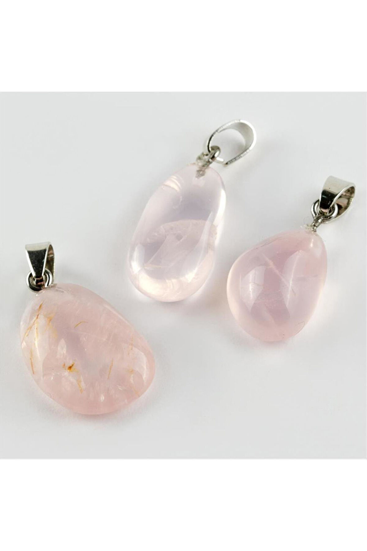 Pembe Kuvars Doğaltaş Kolye Ucu