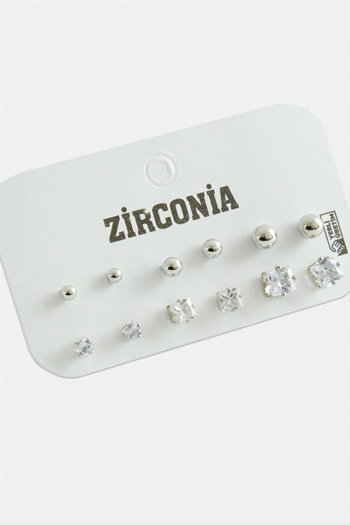 12 Adet Kare Zirkon Tek Taşlı Küpe