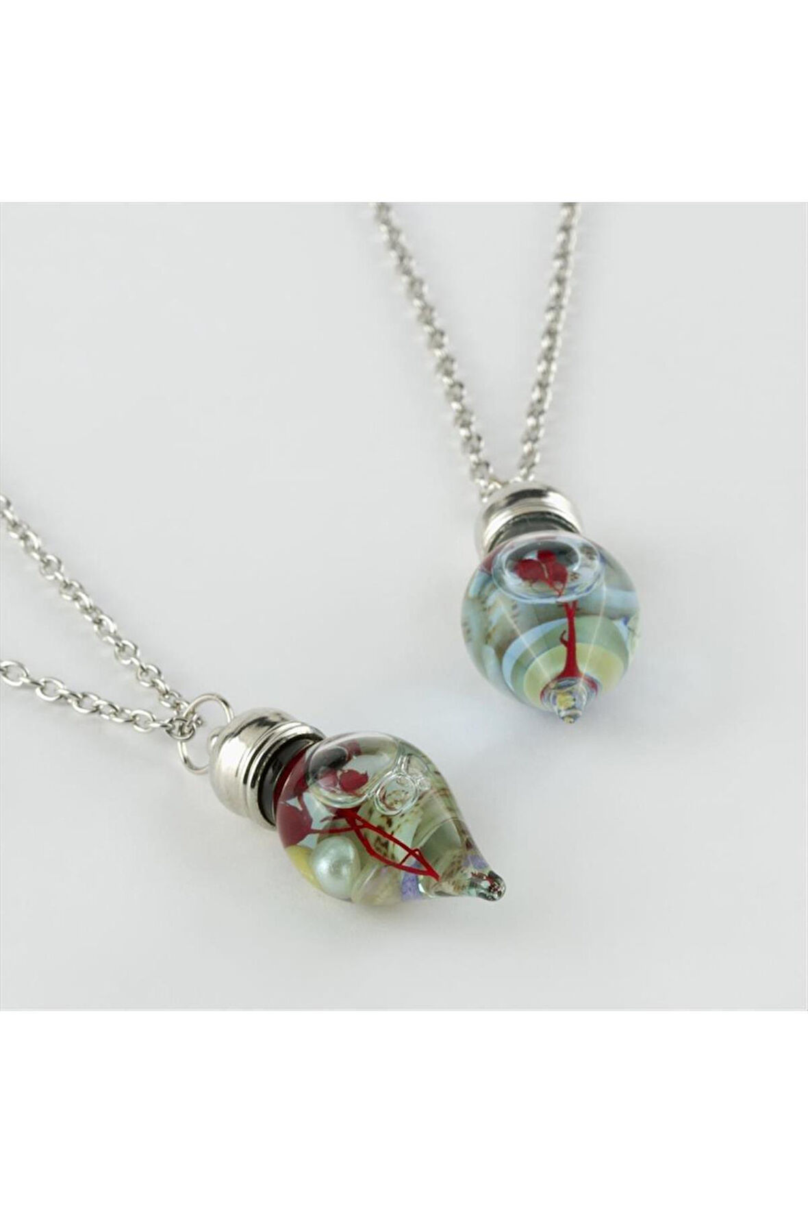 Sulu Çiçek Fanus Canlı Kolye