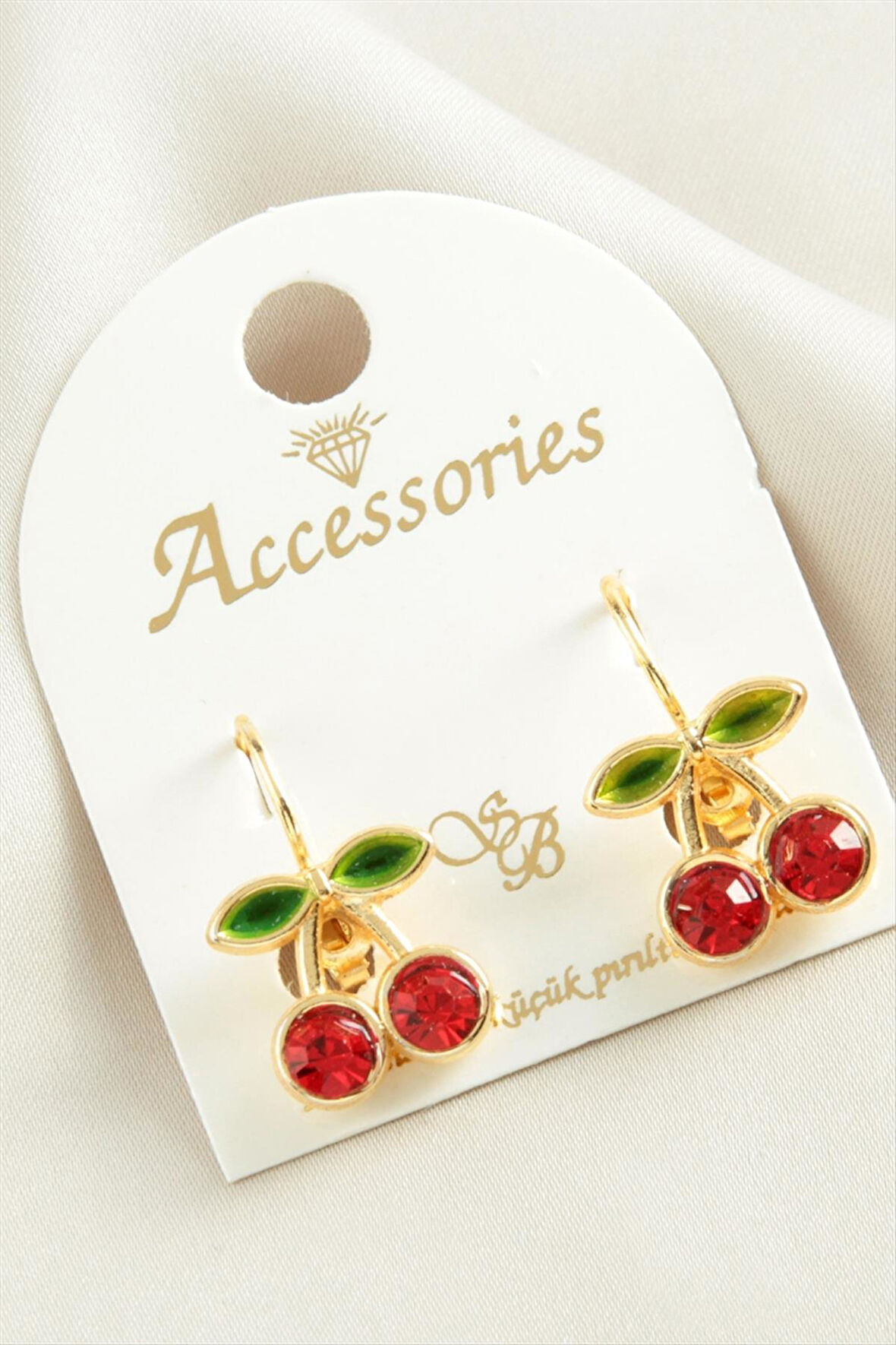 Kiraz Taşlı Mineli Klipsi Küpe