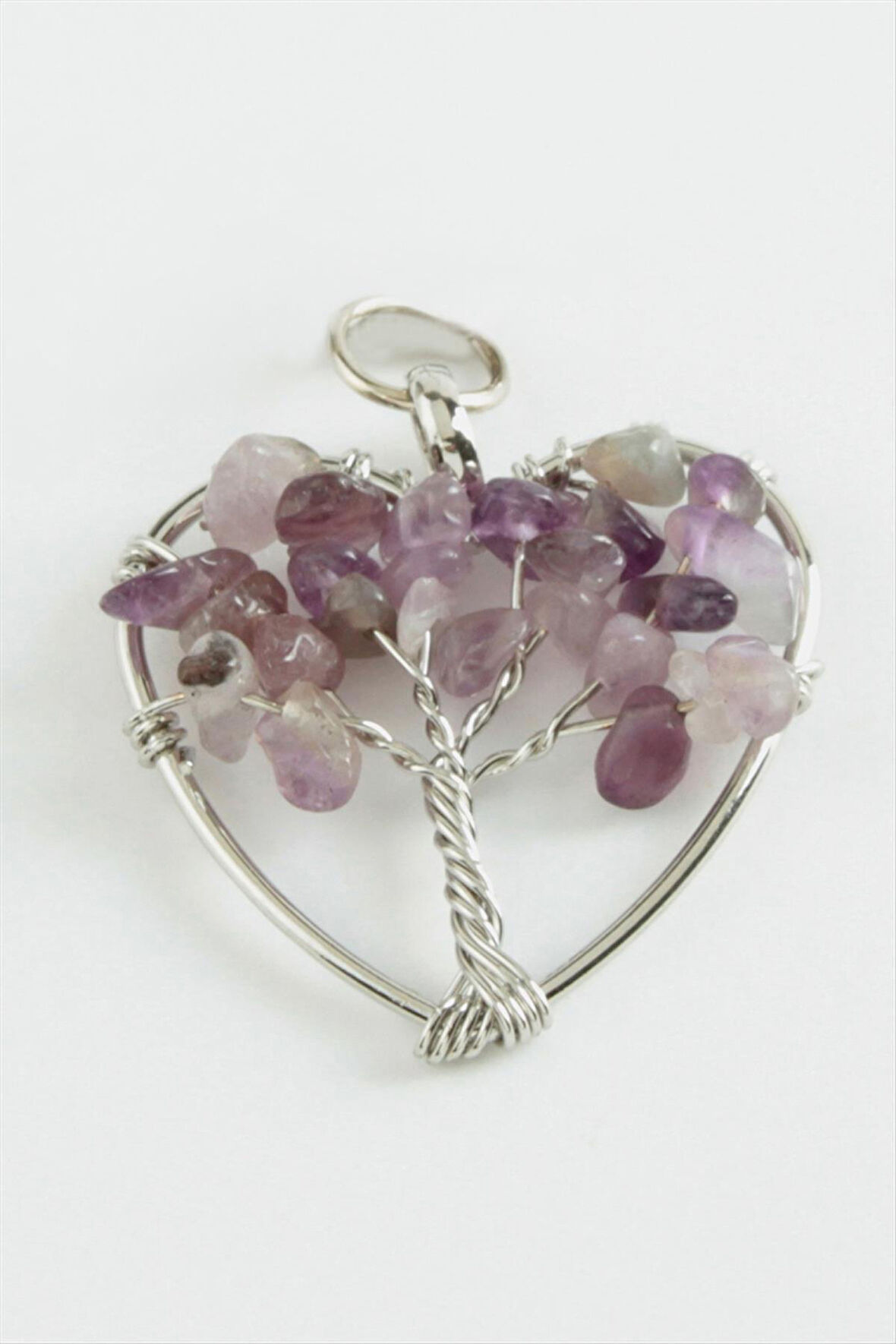 Ametist Kalp Doğaltaş Kolye Ucu