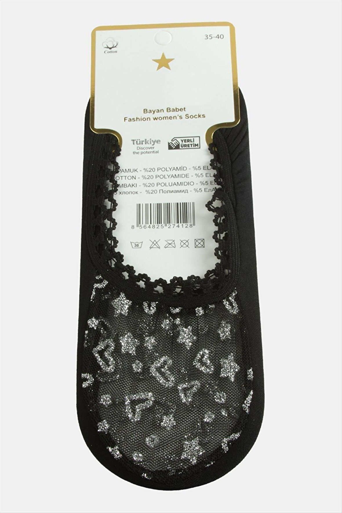 Kalp Dantel Babet Çorap