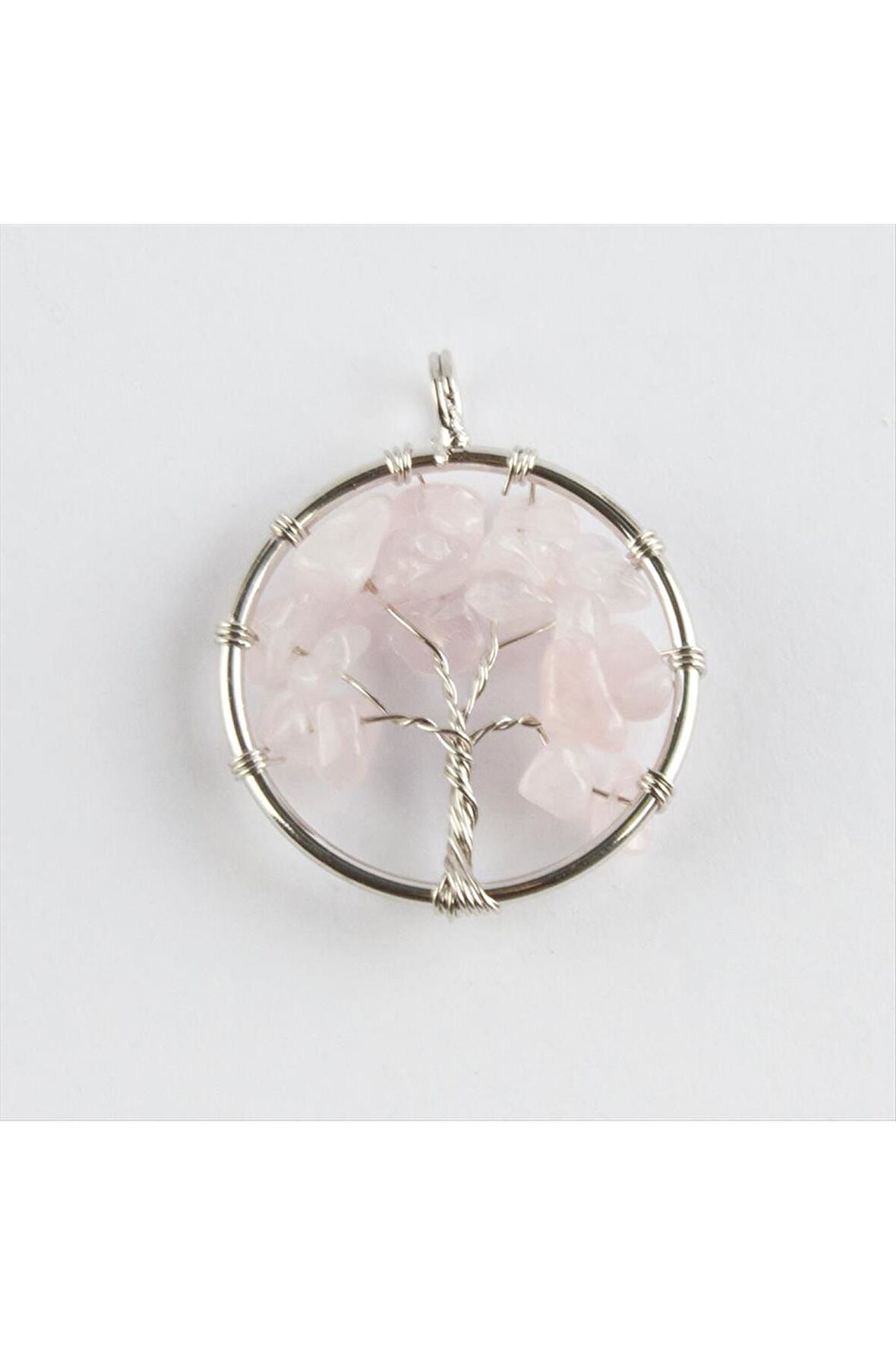 Pembe Kuvars Doğaltaş Kolye Ucu