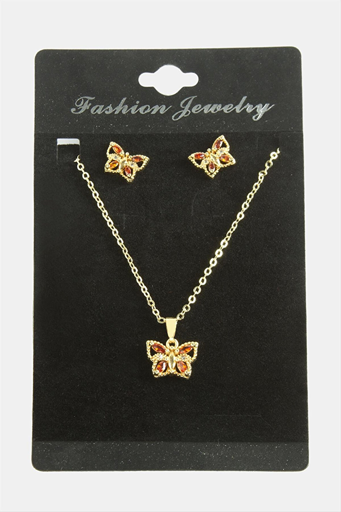 Kelebek Zirkon Taşlı Set Kolye