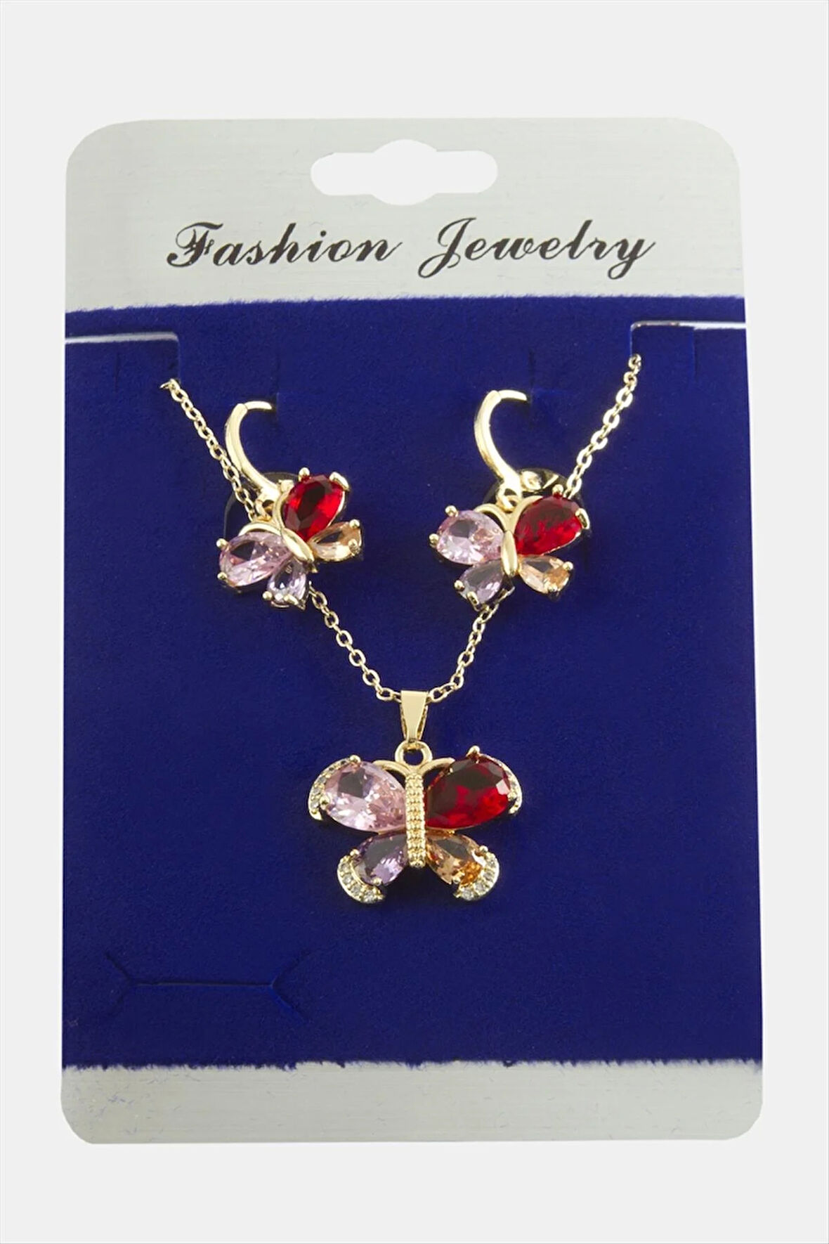 Kelebek Zirkon Taşlı Set Kolye