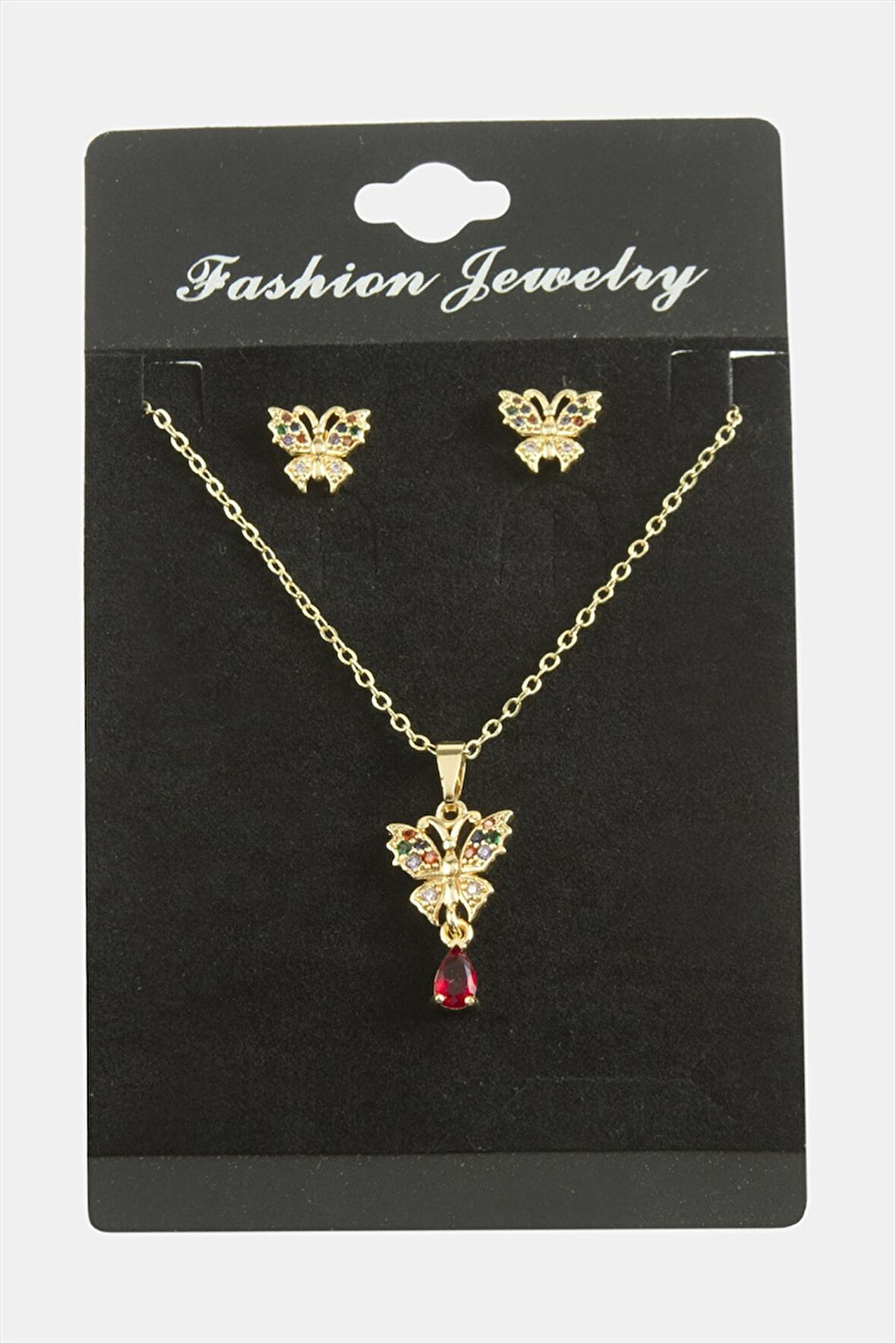 Kelebek Zirkon Taşlı Set Kolye