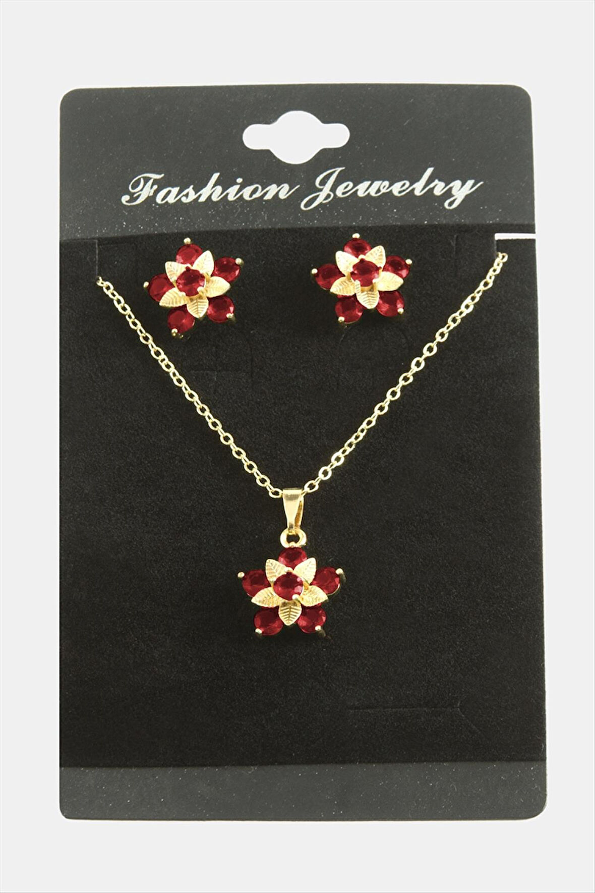 Çiçek Zirkon Taşlı Set Kolye