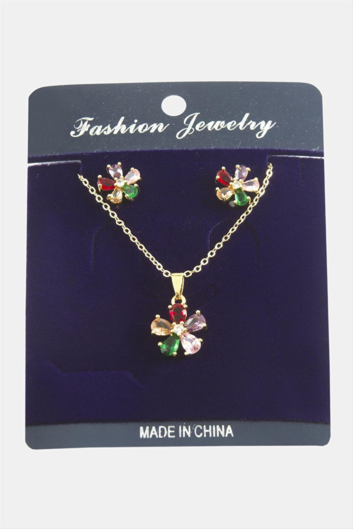 Papatya Zirkon Taşlı Set Kolye