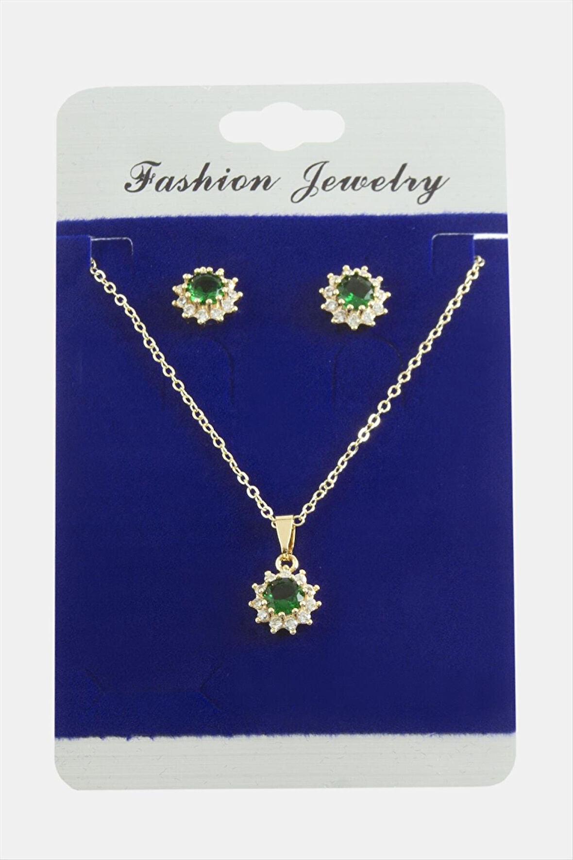 Çiçek Zirkon Taşlı Set Kolye