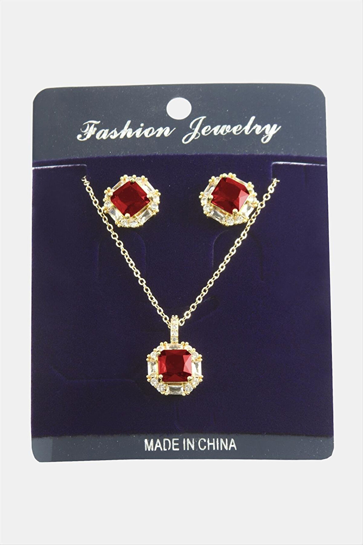 Kare Zirkon Taşlı Set Kolye