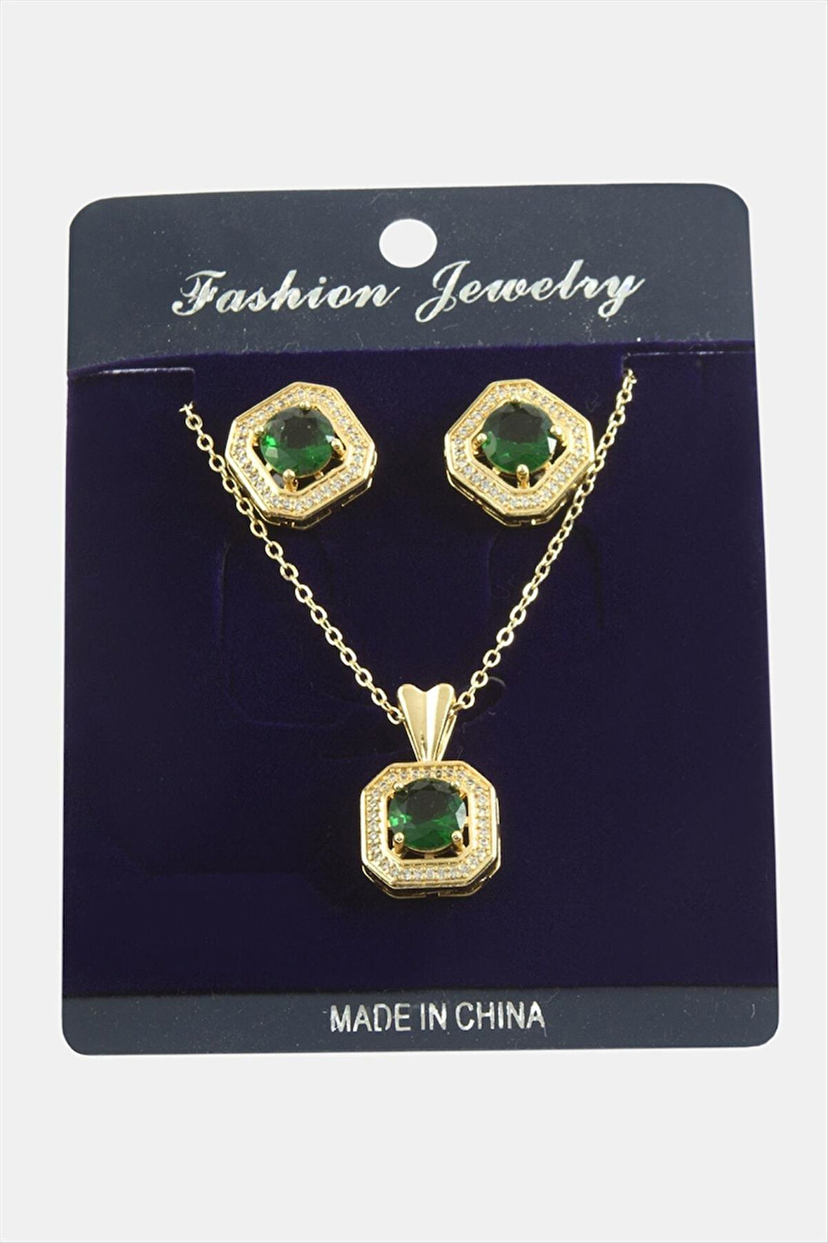 Kare Zirkon Taşlı Set Kolye