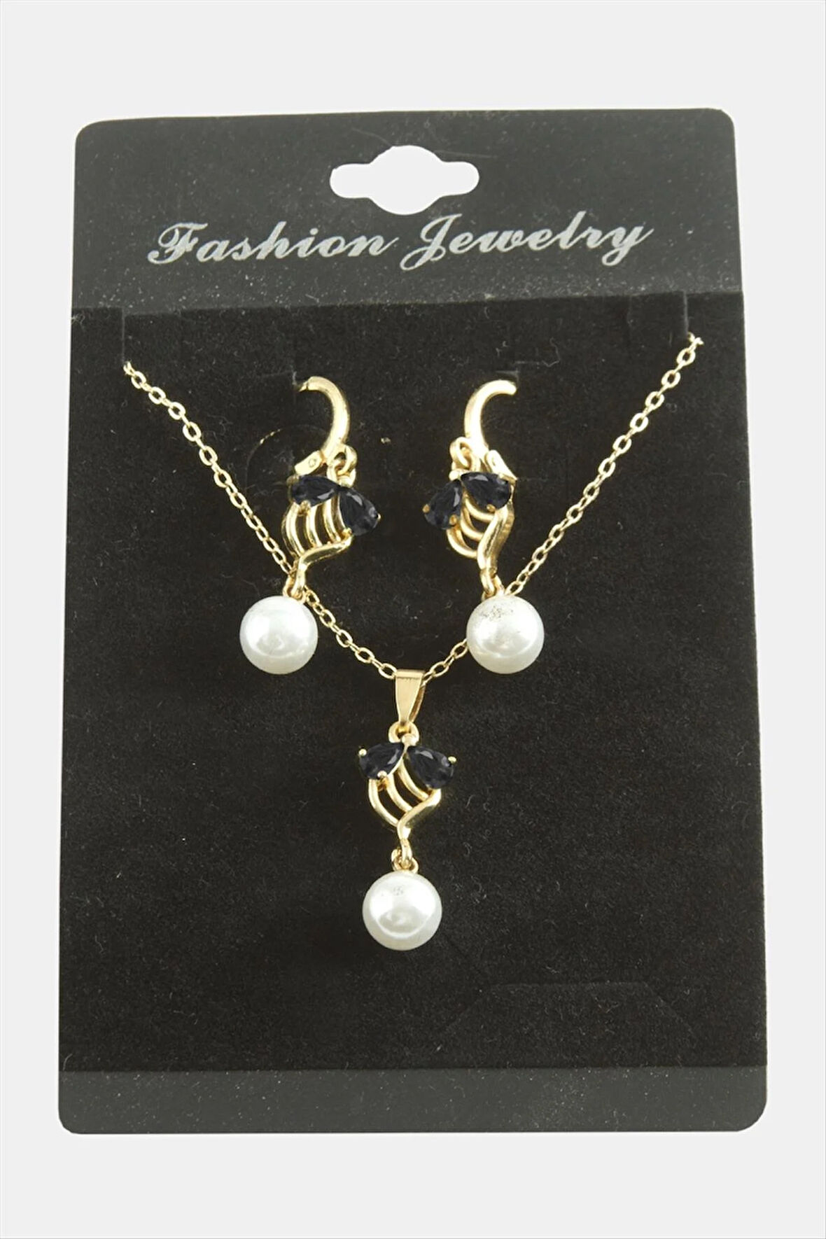 Çiçek İnci Zirkon Taşlı Set Kolye