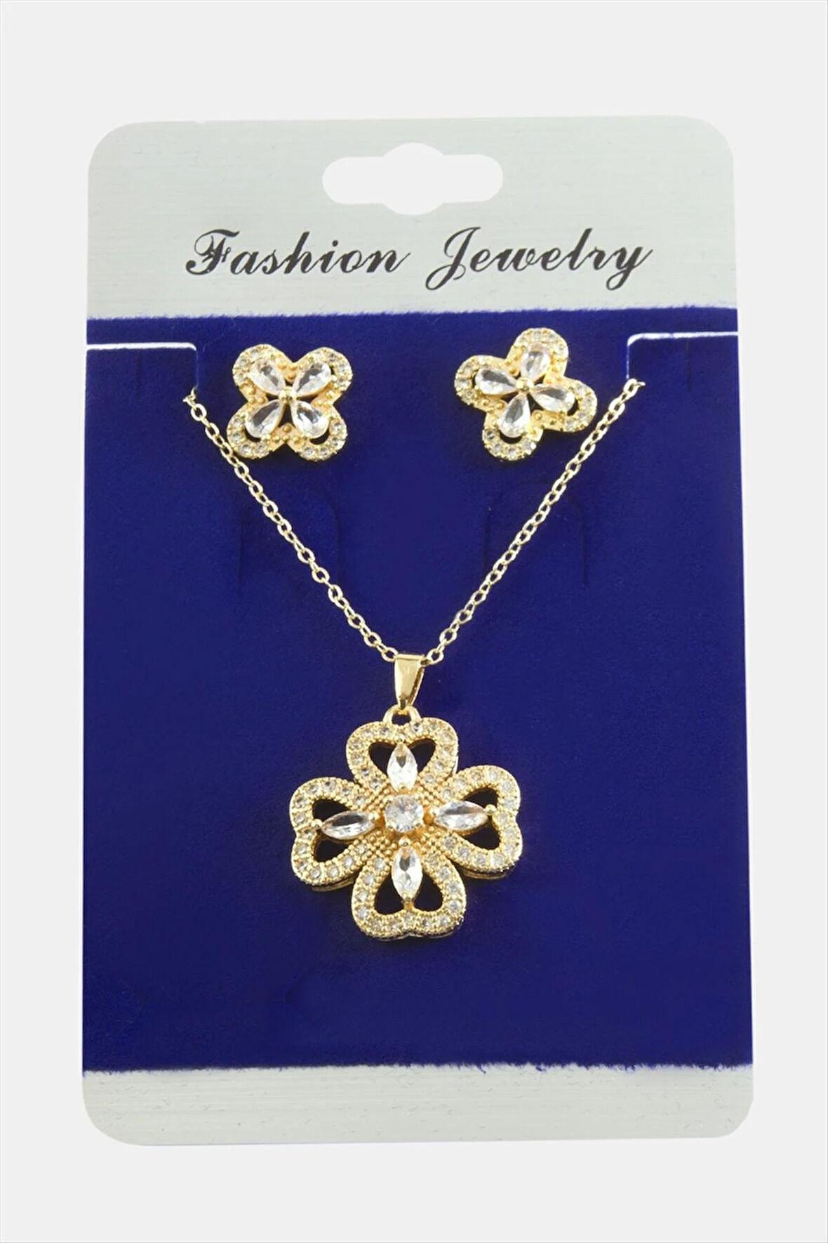 Çiçek Zirkon Taşlı Set Kolye