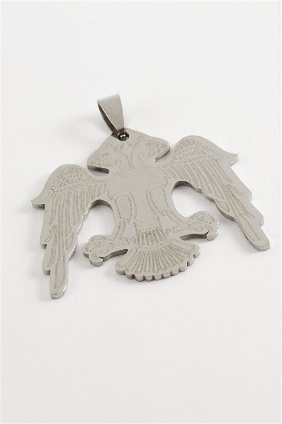 Çift Başlı Kartal Çelik Kolye Ucu 3,5 cm