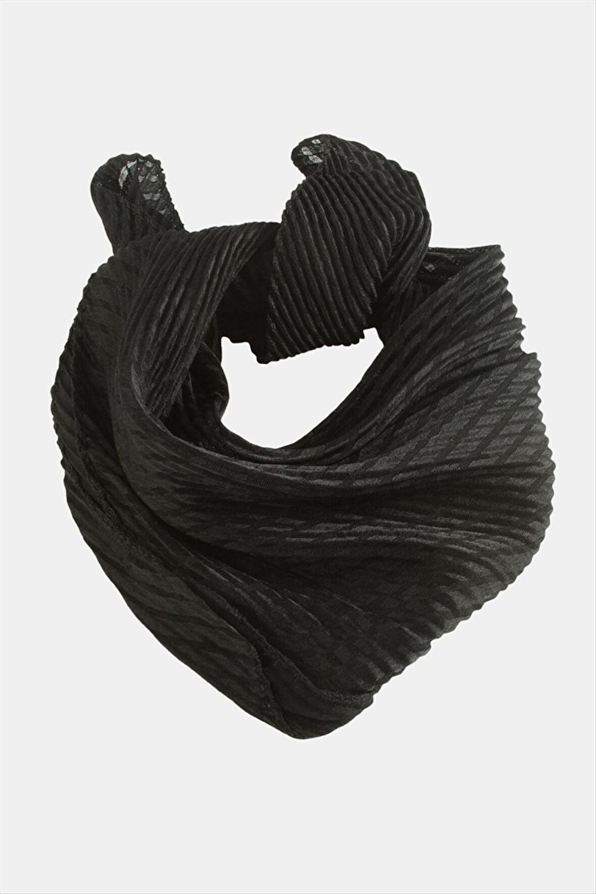 Zr Siyah Renkli Pliseli Fular 50 cm