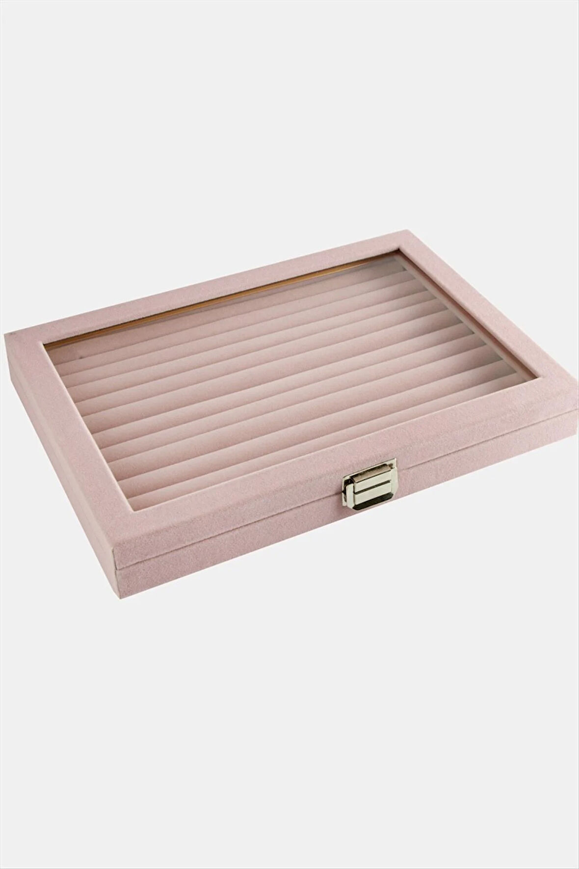 Cam Kapaklı Anfora Kumaş Kelepçe Yüzük Standı 24*34 cm