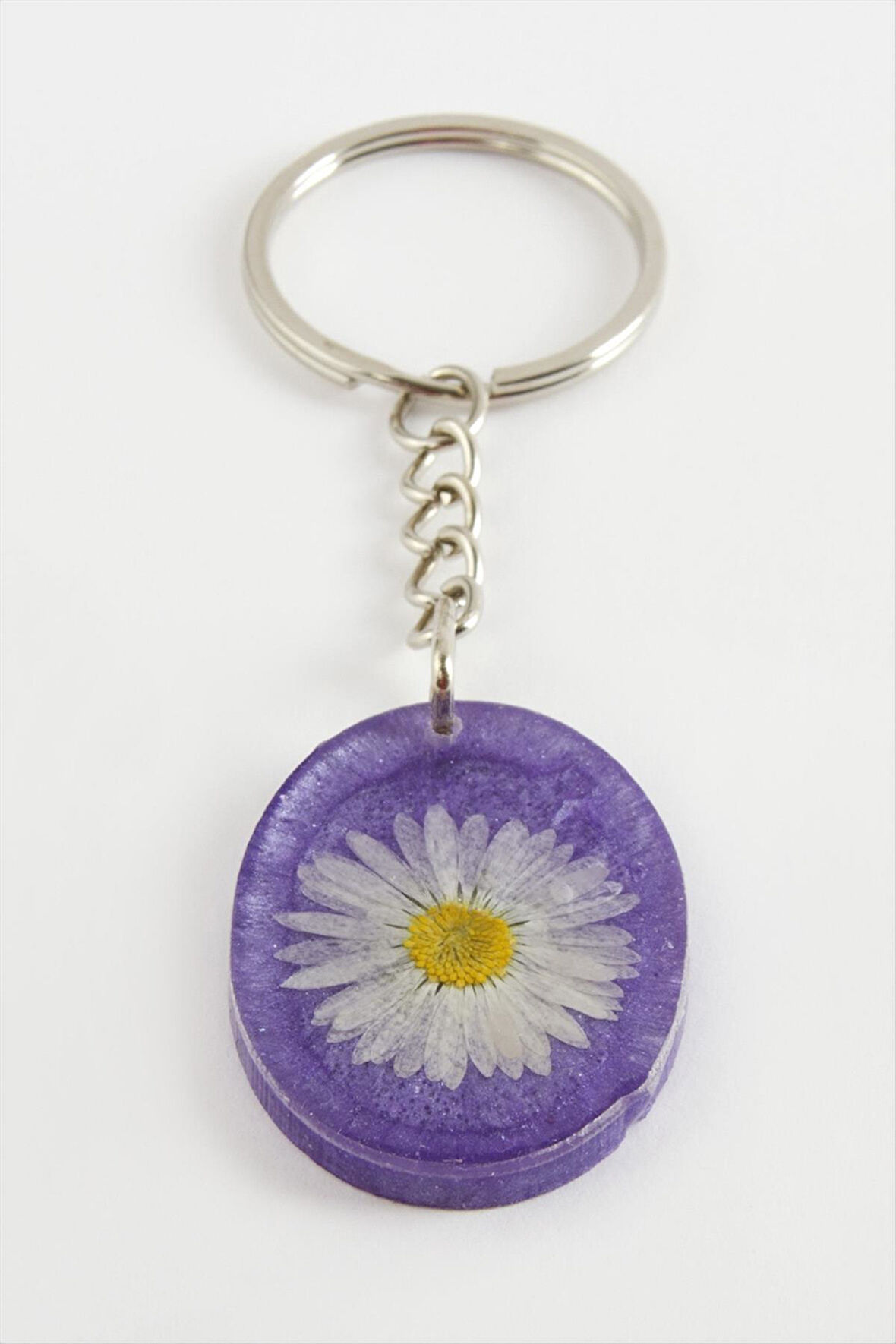 Papatya Oval Epoksi Anahtarlık