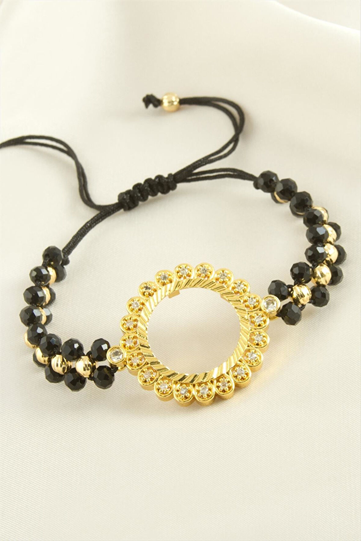 Çeyrek Altın Koyulabilir Kristal Taşlı Bileklik