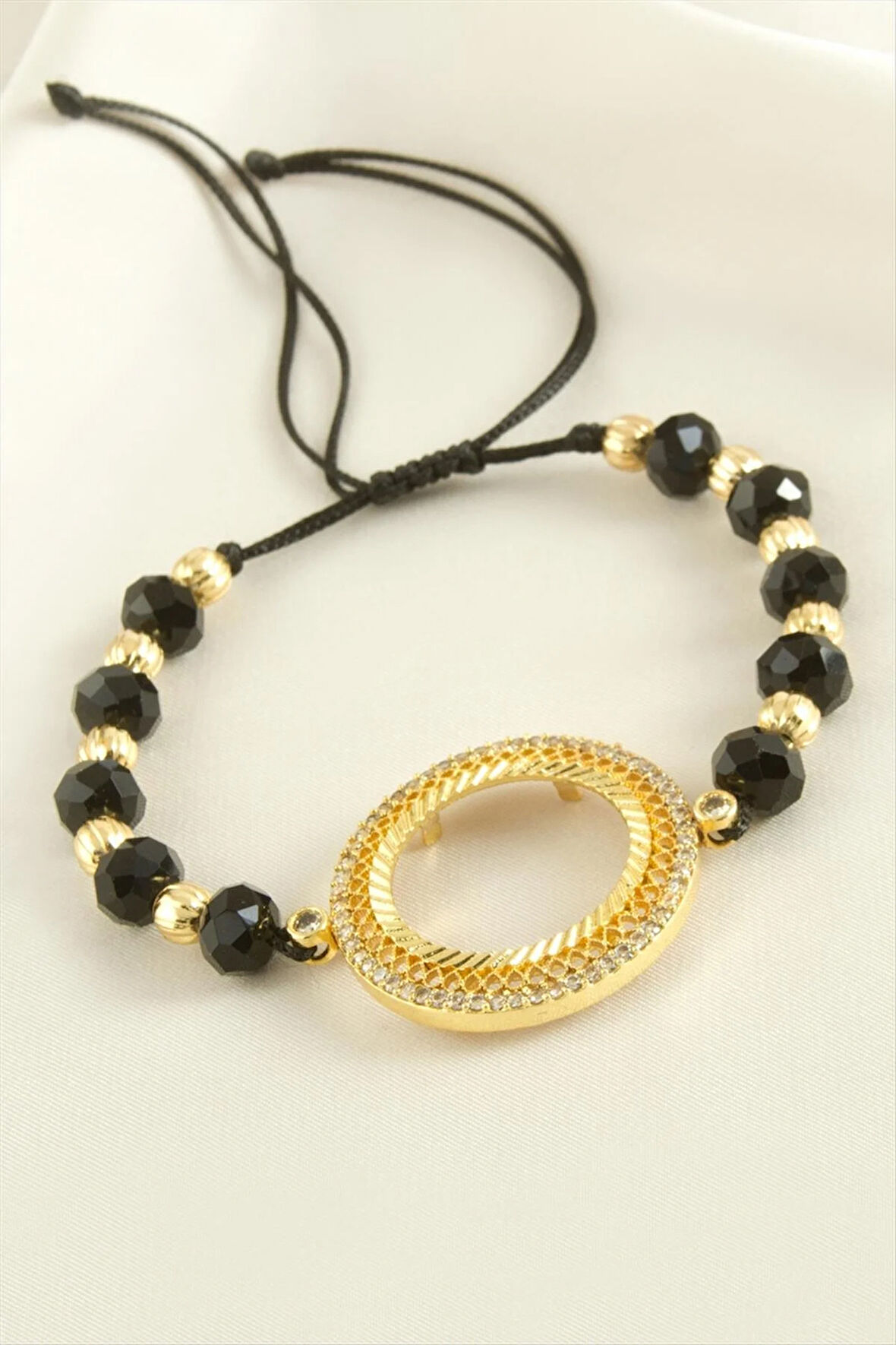 Çeyrek Altın Koyulabilir Kristal Taşlı Bileklik