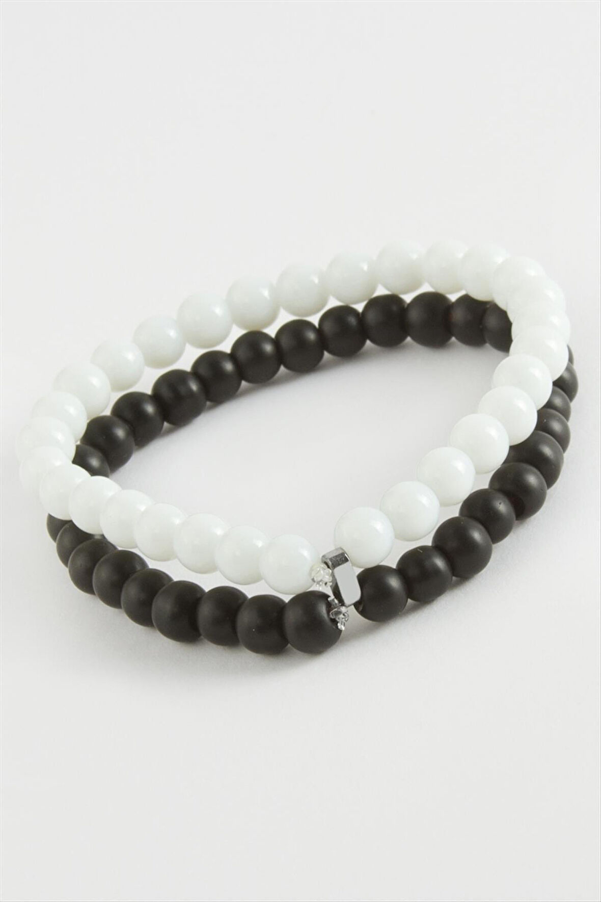 Siyah Beyaz Doğaltaş Bileklik 6 mm