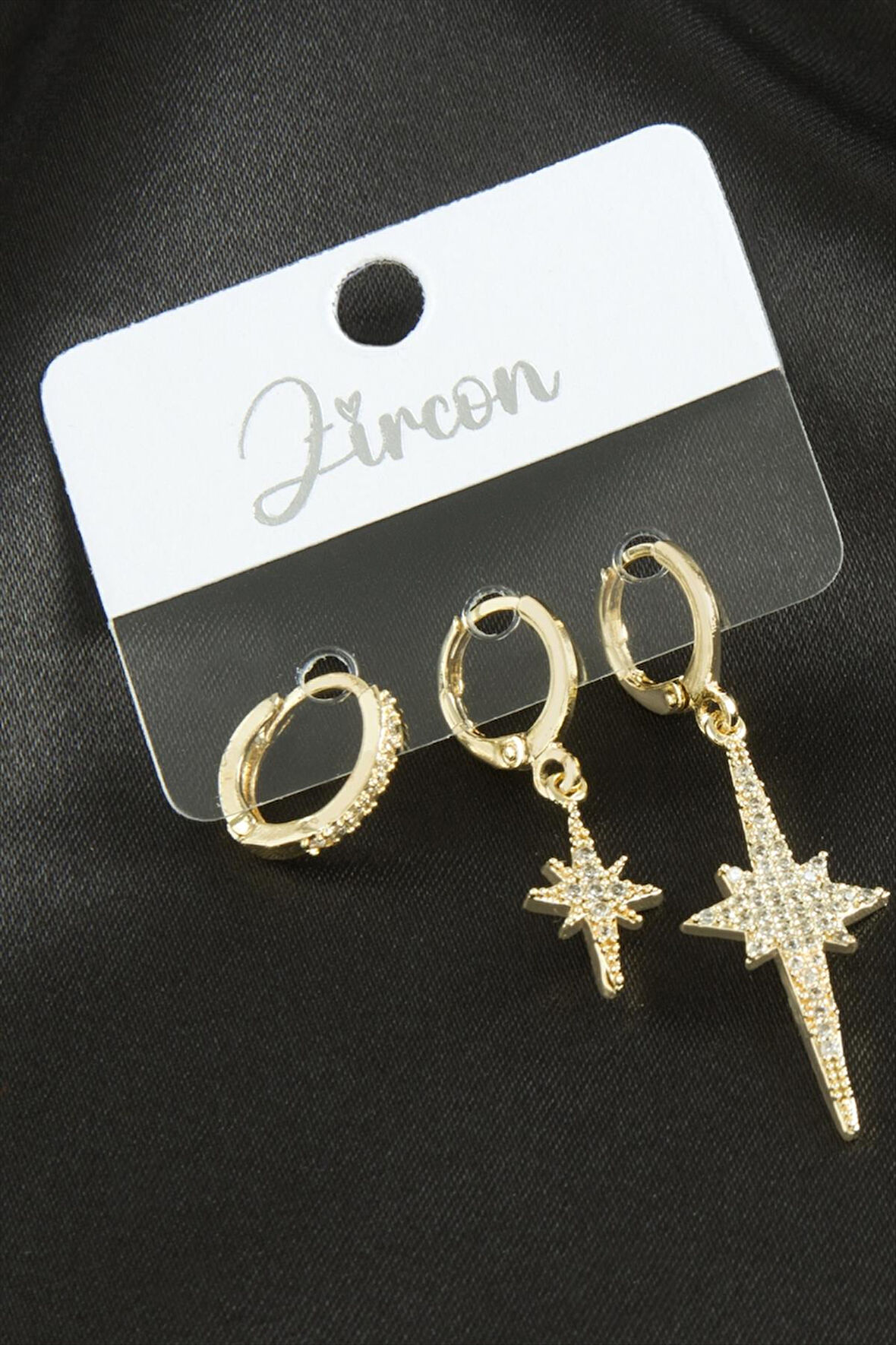 3 Adet Şimşek Zirkon Taşlı Küpe