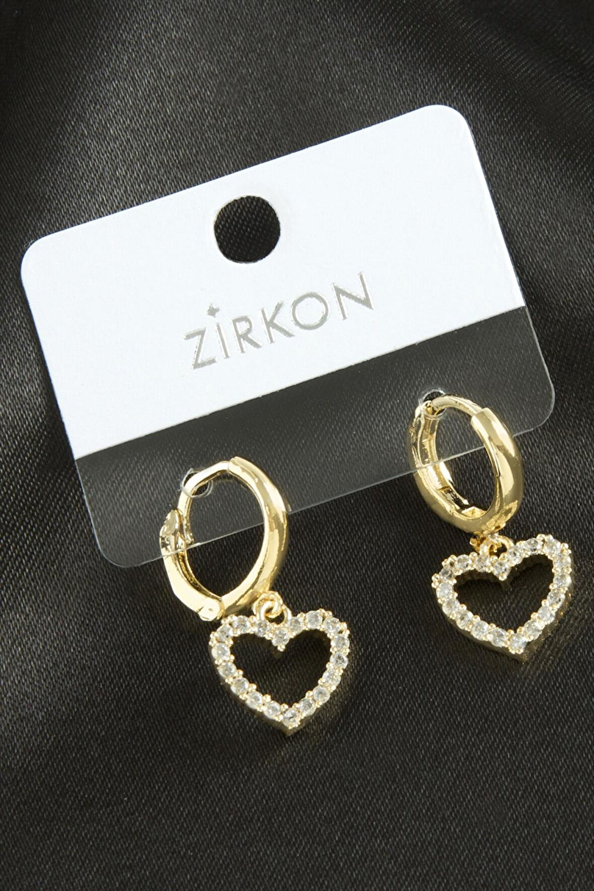 Kalp Zirkon Taşlı Küpe