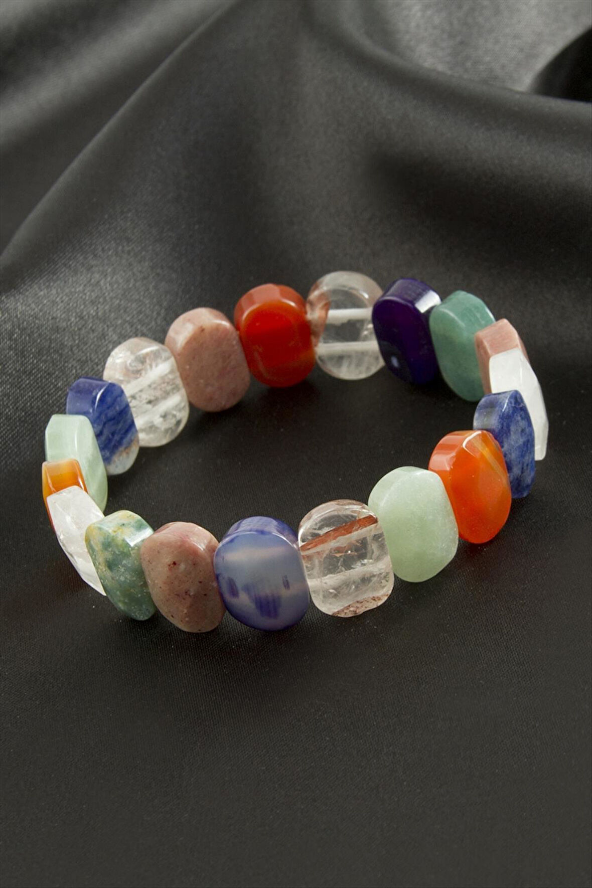 Oval Kesim Pembe Kuvars Doğaltaşlı Bileklik