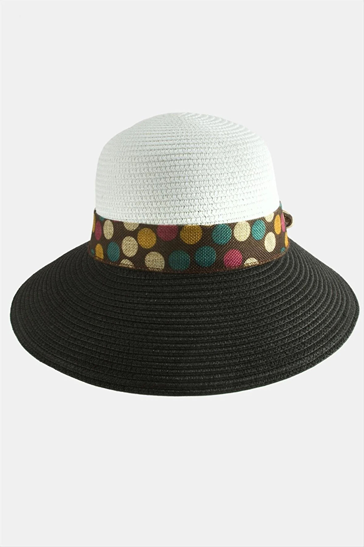 Benekli Fiyonglu Hasır Şapka